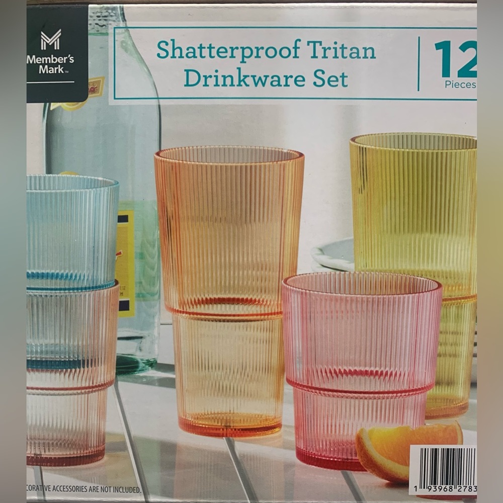 12 Pieces Shatterproof Tritan Drinkware Set